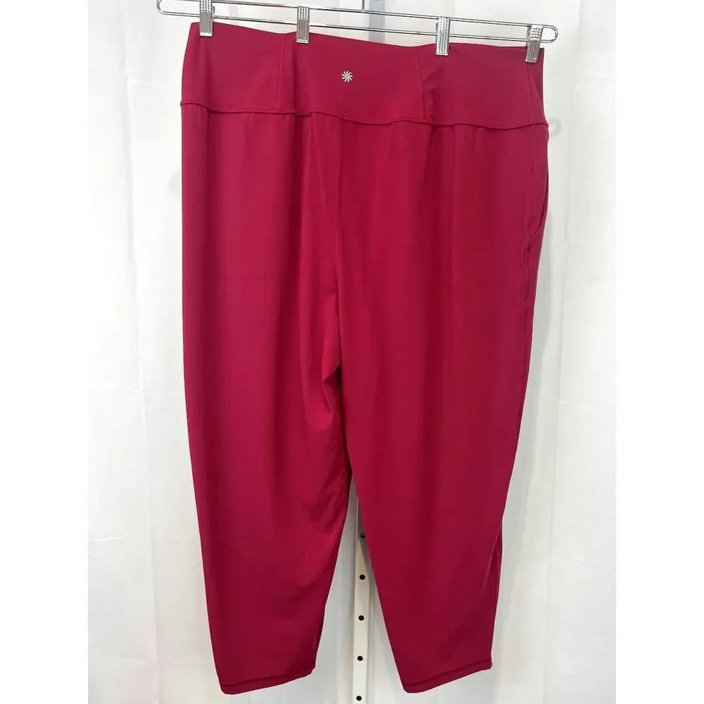 ATHLETA Elation Pants 533562 Pull On Crop Stretch Nylon Berry Red 2X Plus - Picture 2 of 10